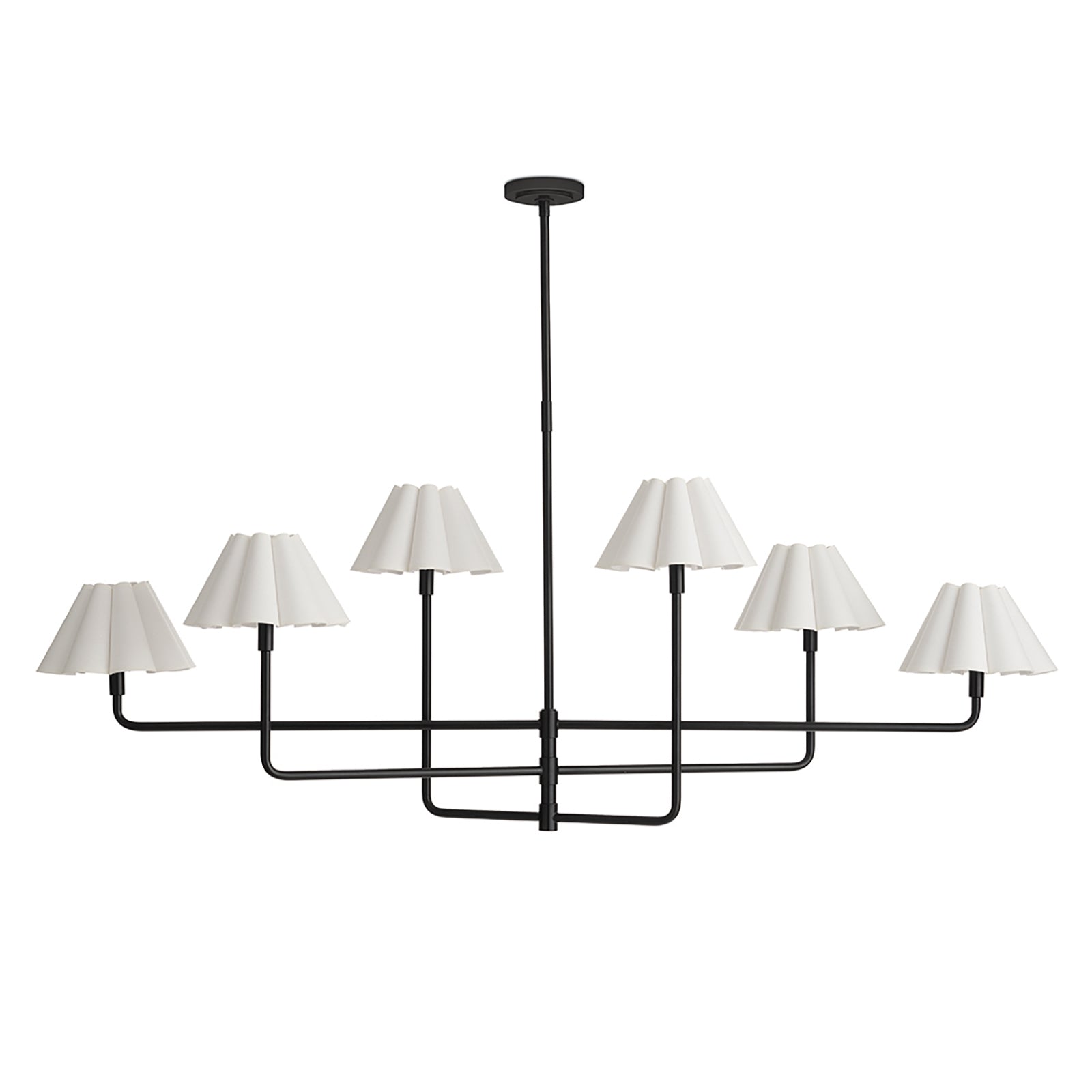 Polly Metal Chandelier (Blackened Brass with White Scalloped Shade) - Rug & Weave