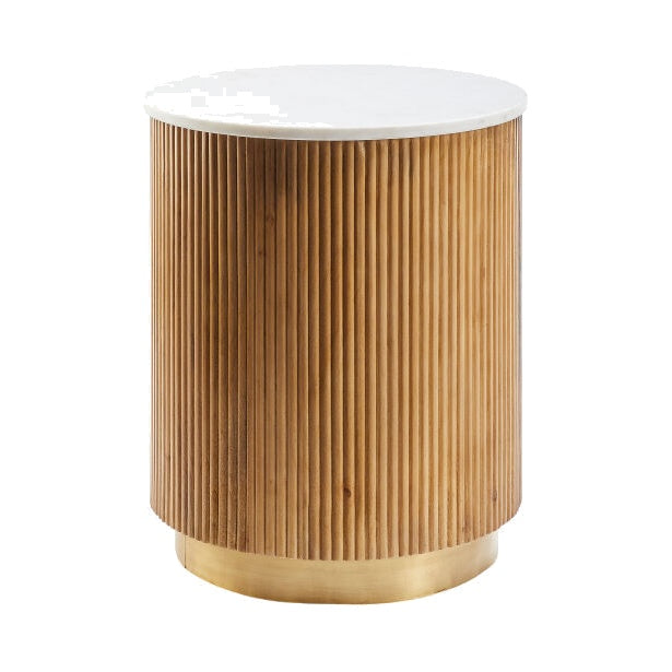 Nestor End Table FURNITURE - end table Surya White Marble/Natural