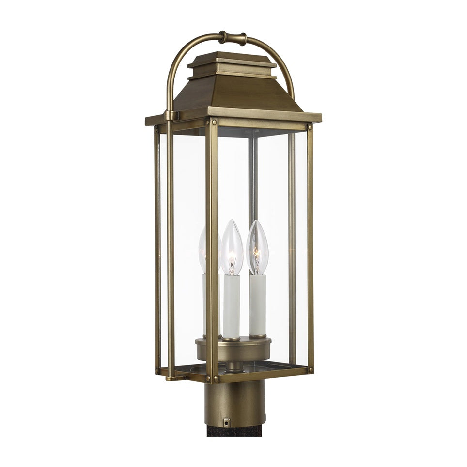 Wellsworth Post Lantern, Distressed Brass