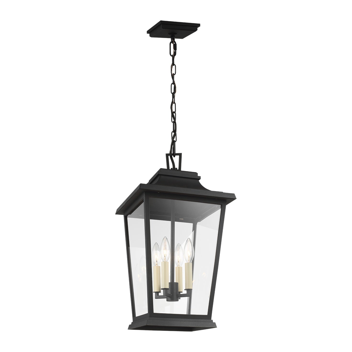 Warren Hanging Lantern LIGHTING - outdoor fixture Visual Comfort Textured Black