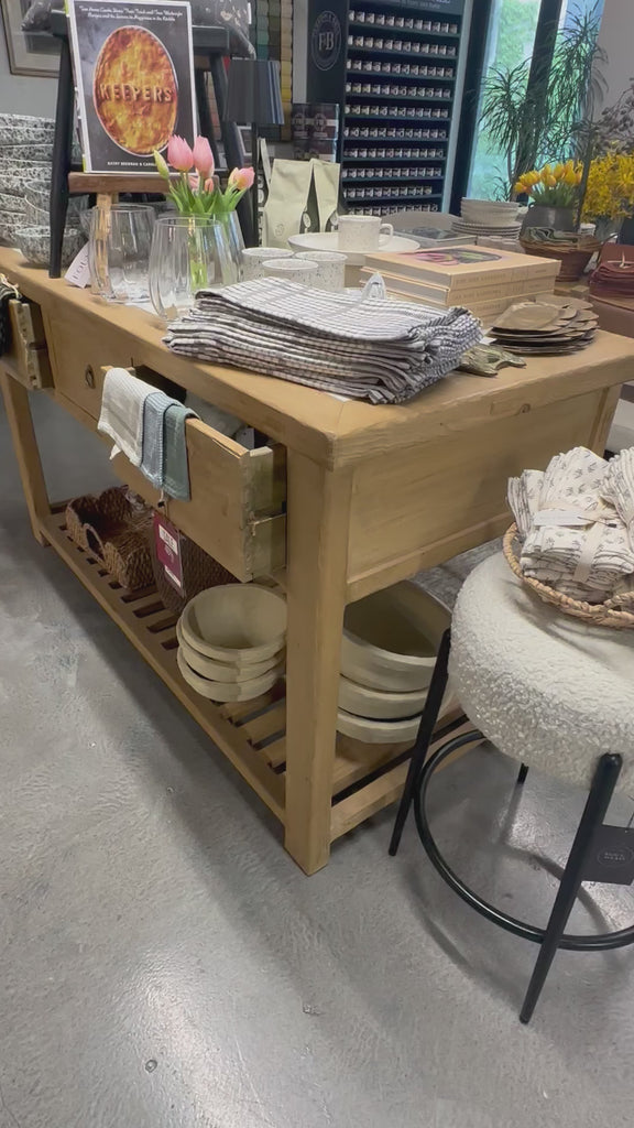 FLOOR MODEL - Sawyer Reclaimed Wood Island with Marble inserts FURNITURE - floor model Hauer Market