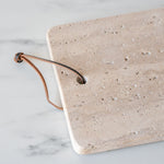 Travertine Cheese Board with Leather Tie - Rug & Weave