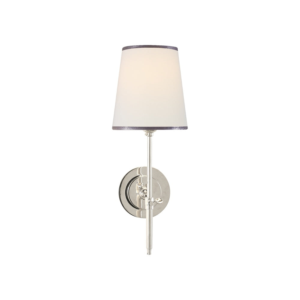 Bryant Sconce LIGHTING - sconce Visual Comfort - Signature Polished Nickel 4" x 5.5" x 6" Linen with Silver Trim