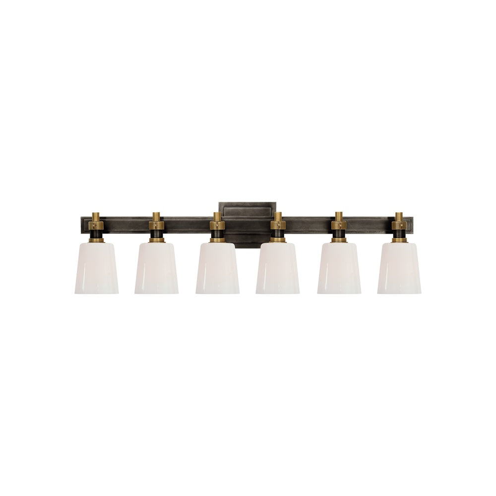 Bryant Six-Light Linear Bath Sconce LIGHTING - sconce Visual Comfort - Signature Bronze and Hand-Rubbed Antique Brass