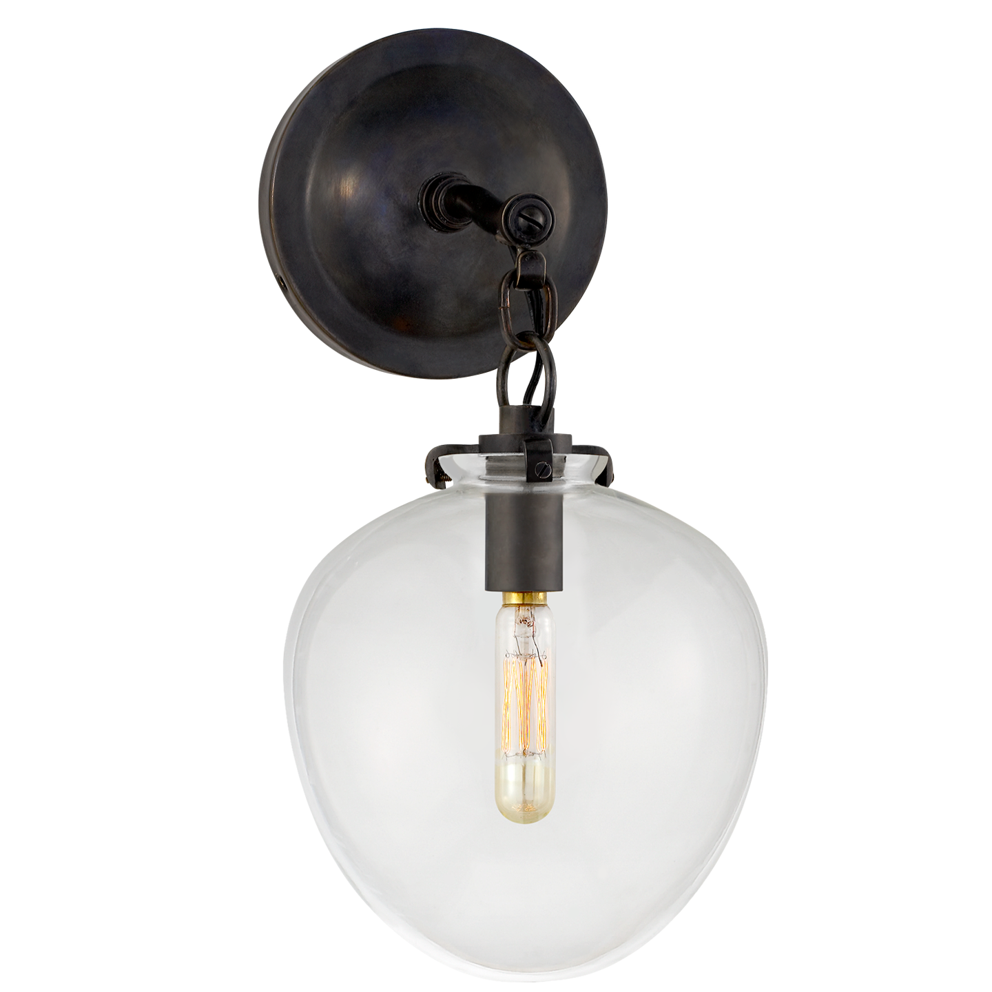 Katie Small Acorn Sconce LIGHTING - sconce Visual Comfort Bronze Seeded Glass
