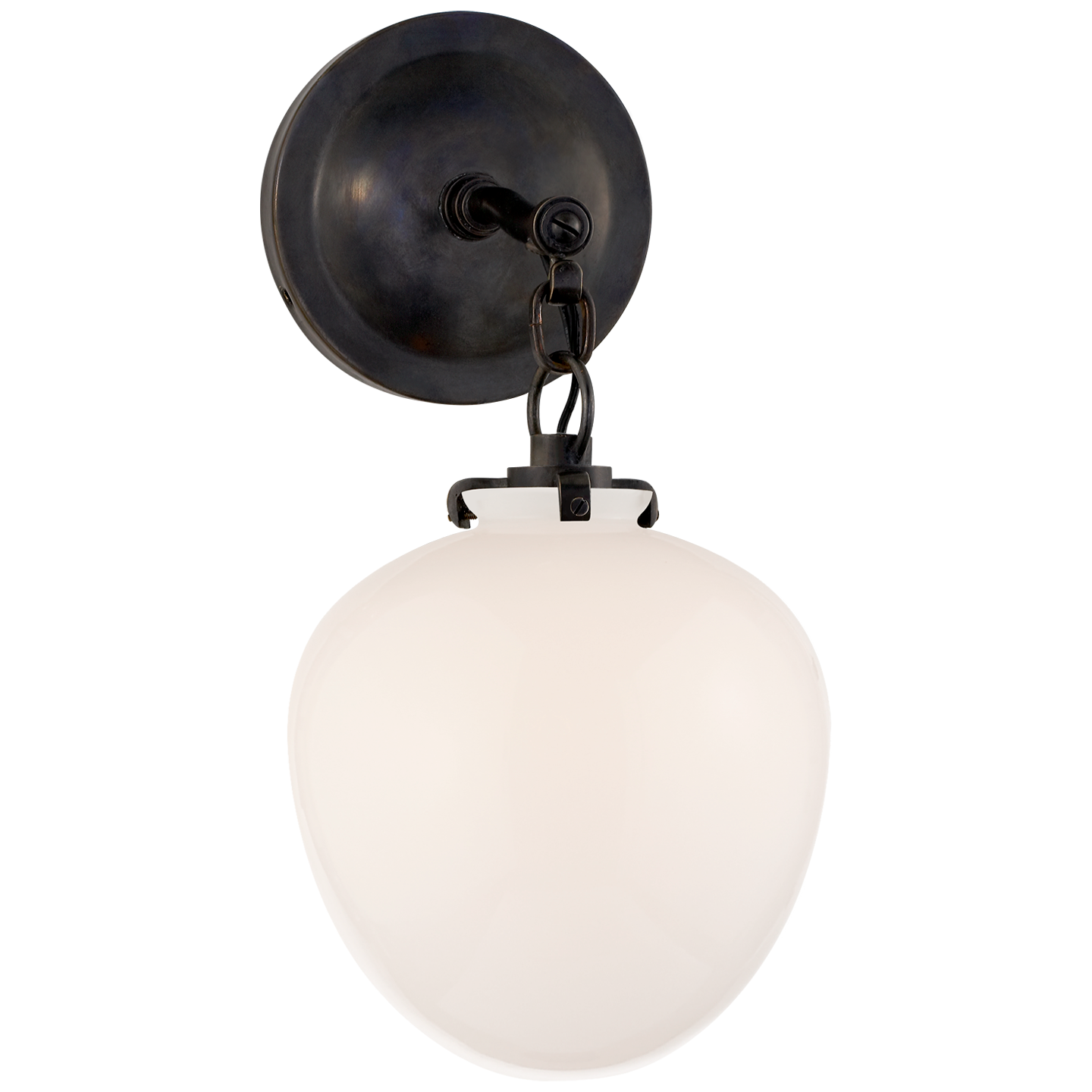 Katie Small Acorn Sconce LIGHTING - sconce Visual Comfort Bronze White Glass