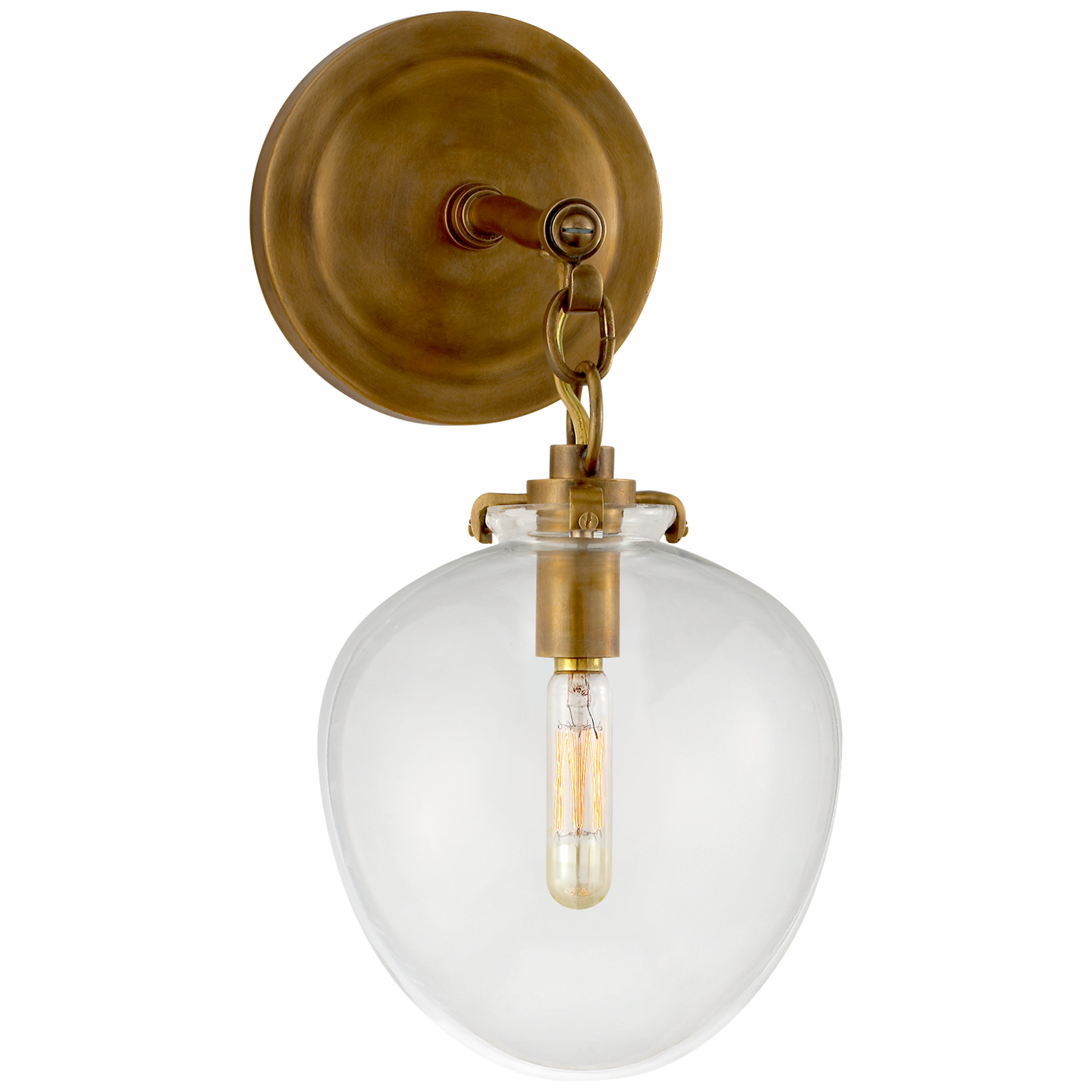 Katie Small Acorn Sconce LIGHTING - sconce Visual Comfort Hand-Rubbed Antique Brass Seeded Glass