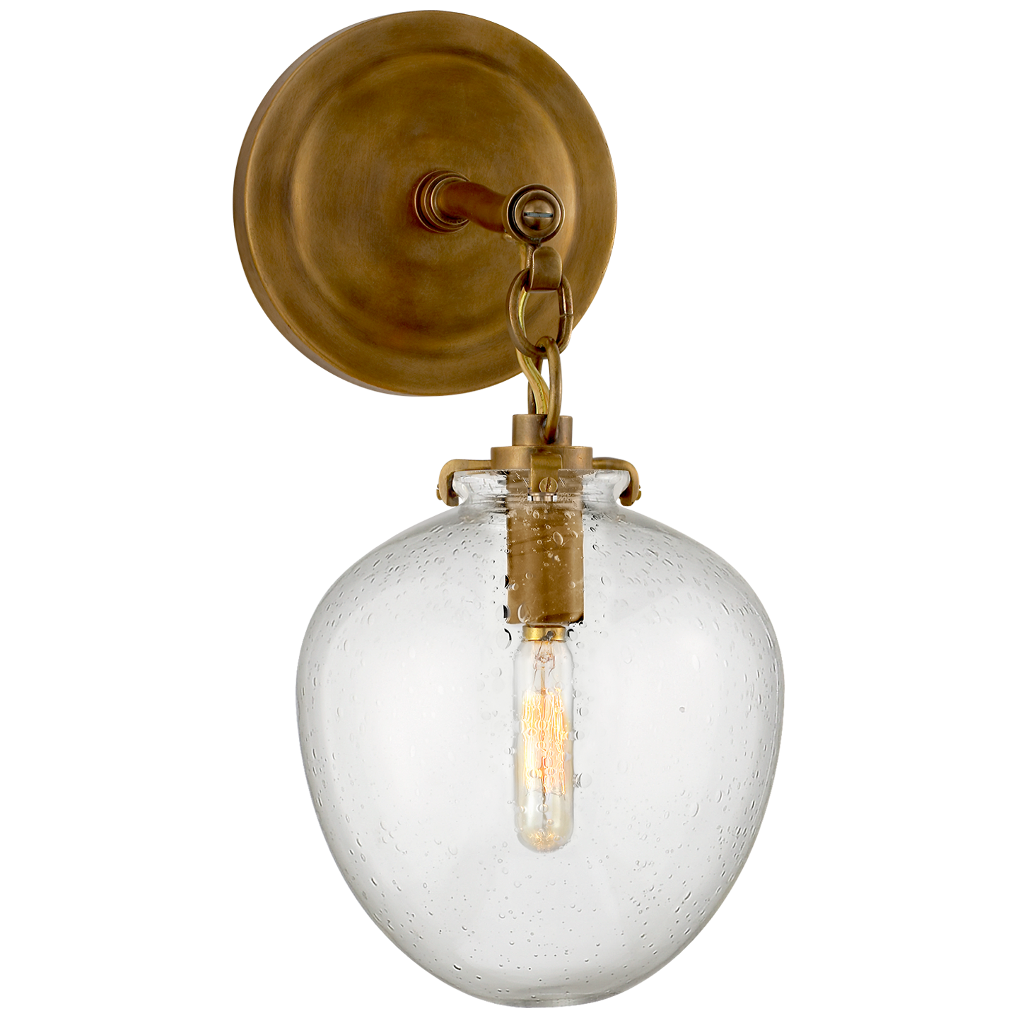 Katie Small Acorn Sconce LIGHTING - sconce Visual Comfort Hand-Rubbed Antique Brass Clear Glass