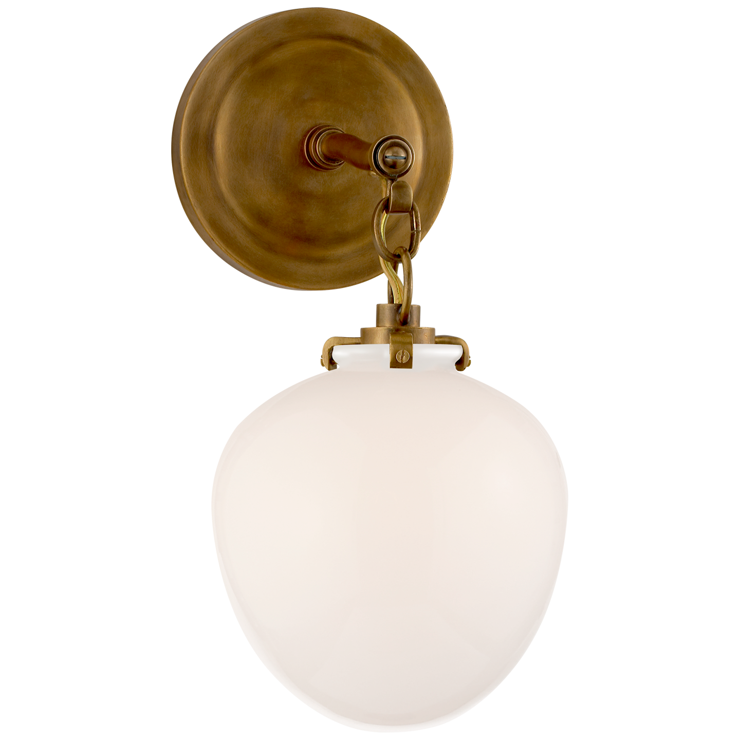 Katie Small Acorn Sconce LIGHTING - sconce Visual Comfort Hand-Rubbed Antique Brass White Glass