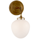 Katie Small Acorn Sconce LIGHTING - sconce Visual Comfort Hand-Rubbed Antique Brass White Glass