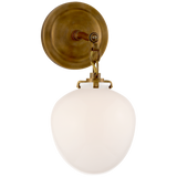 Katie Small Acorn Sconce LIGHTING - sconce Visual Comfort Hand-Rubbed Antique Brass White Glass