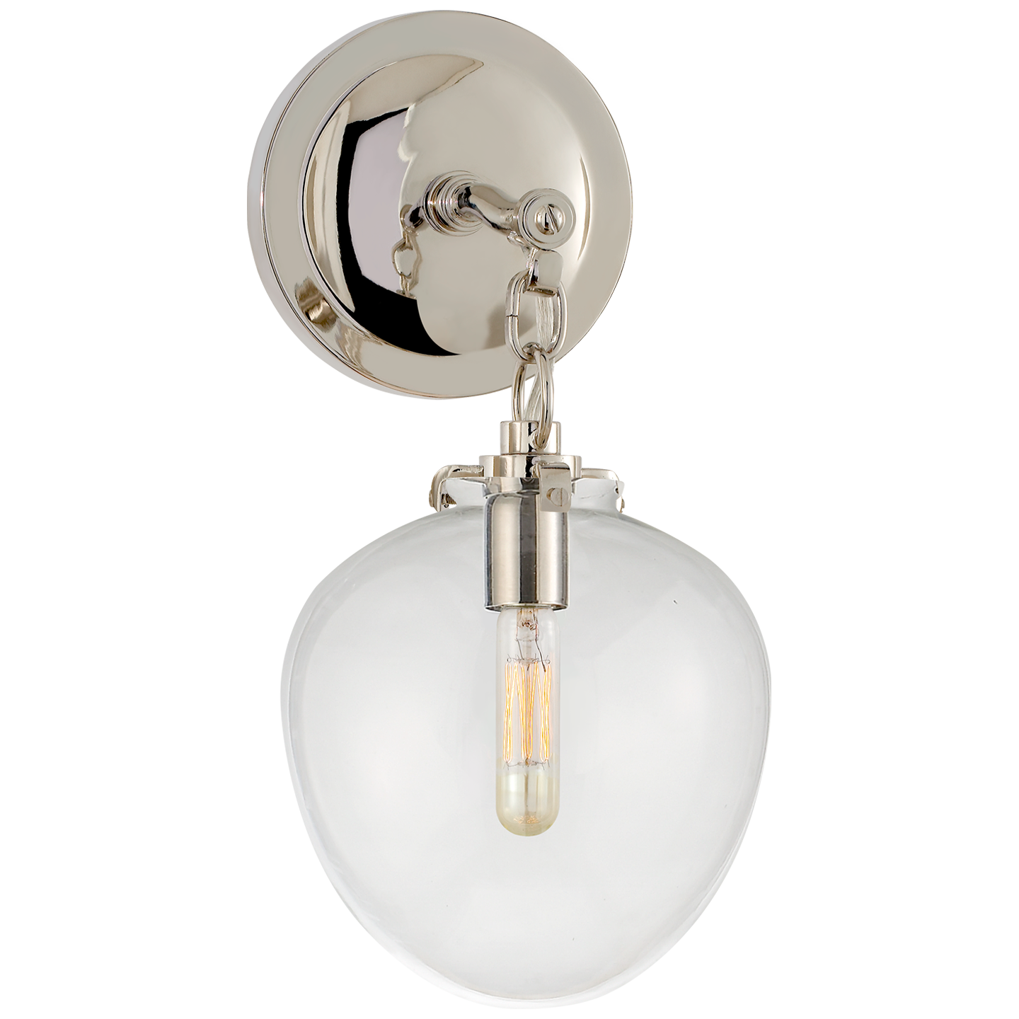 Katie Small Acorn Sconce LIGHTING - sconce Visual Comfort Polished Nickel Seeded Glass