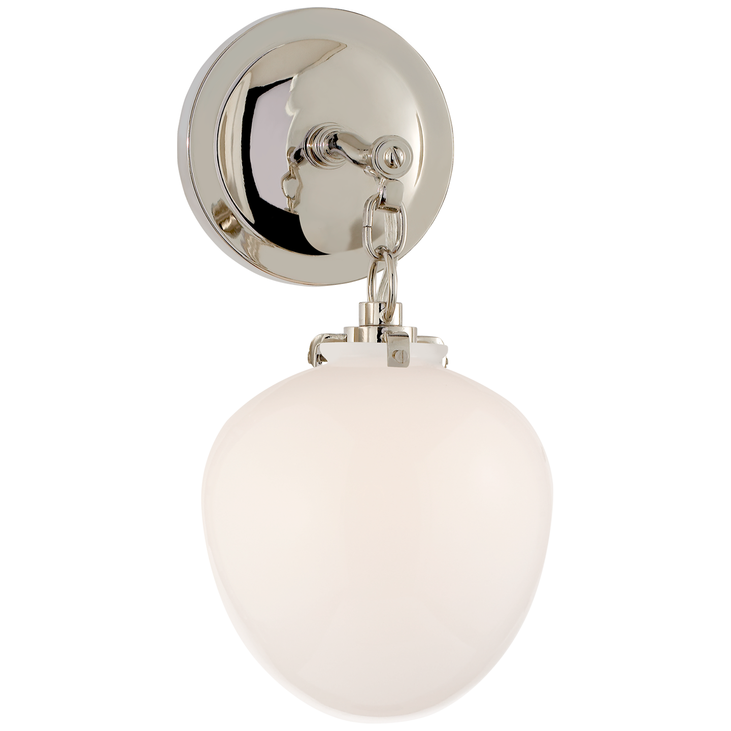 Katie Small Acorn Sconce LIGHTING - sconce Visual Comfort Polished Nickel White Glass