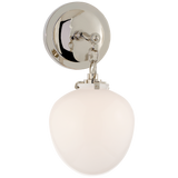 Katie Small Acorn Sconce LIGHTING - sconce Visual Comfort Polished Nickel White Glass