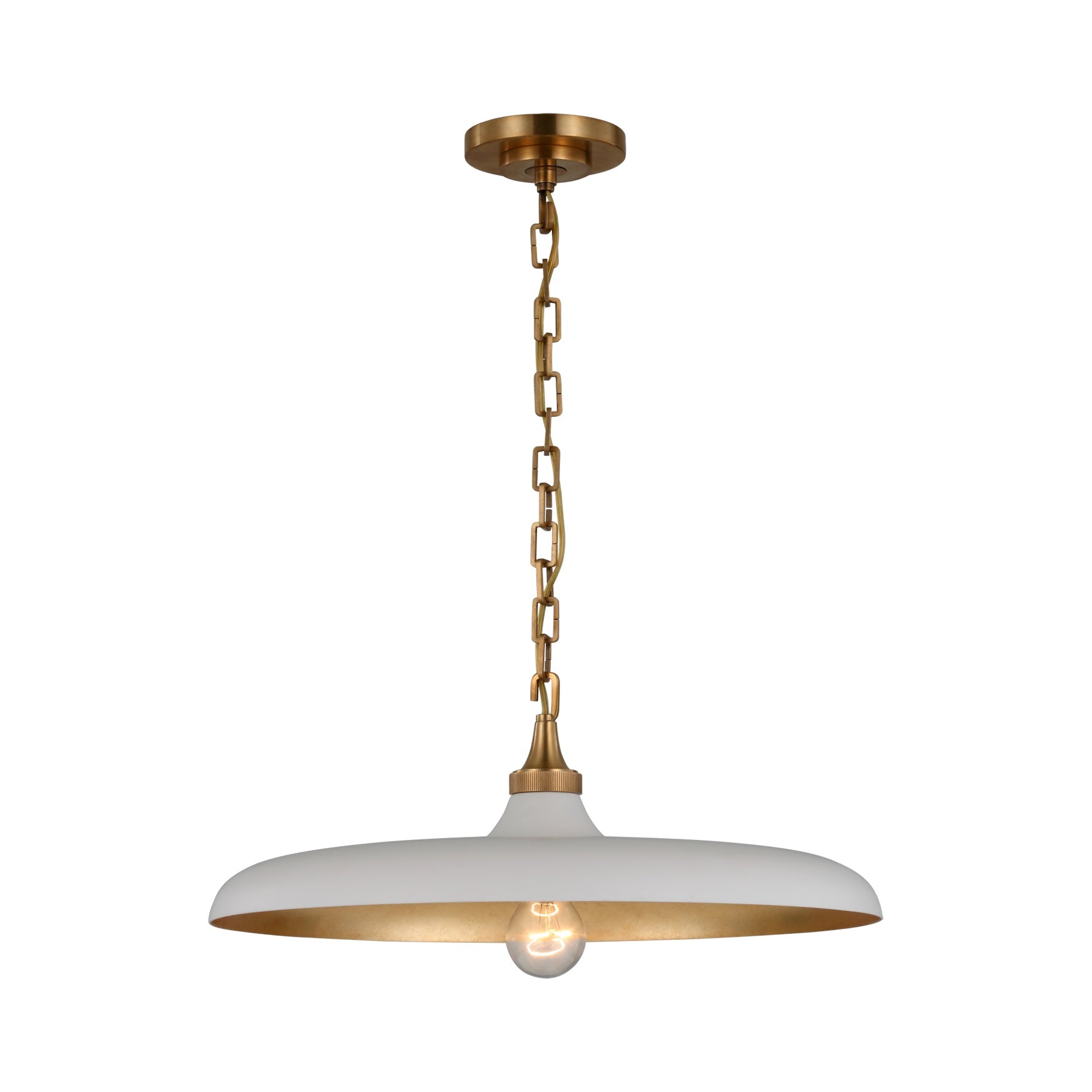 STORE FIXTURE - Piatto Medium Pendant - Brass/Plaster White LIGHTING - store fixture Visual Comfort