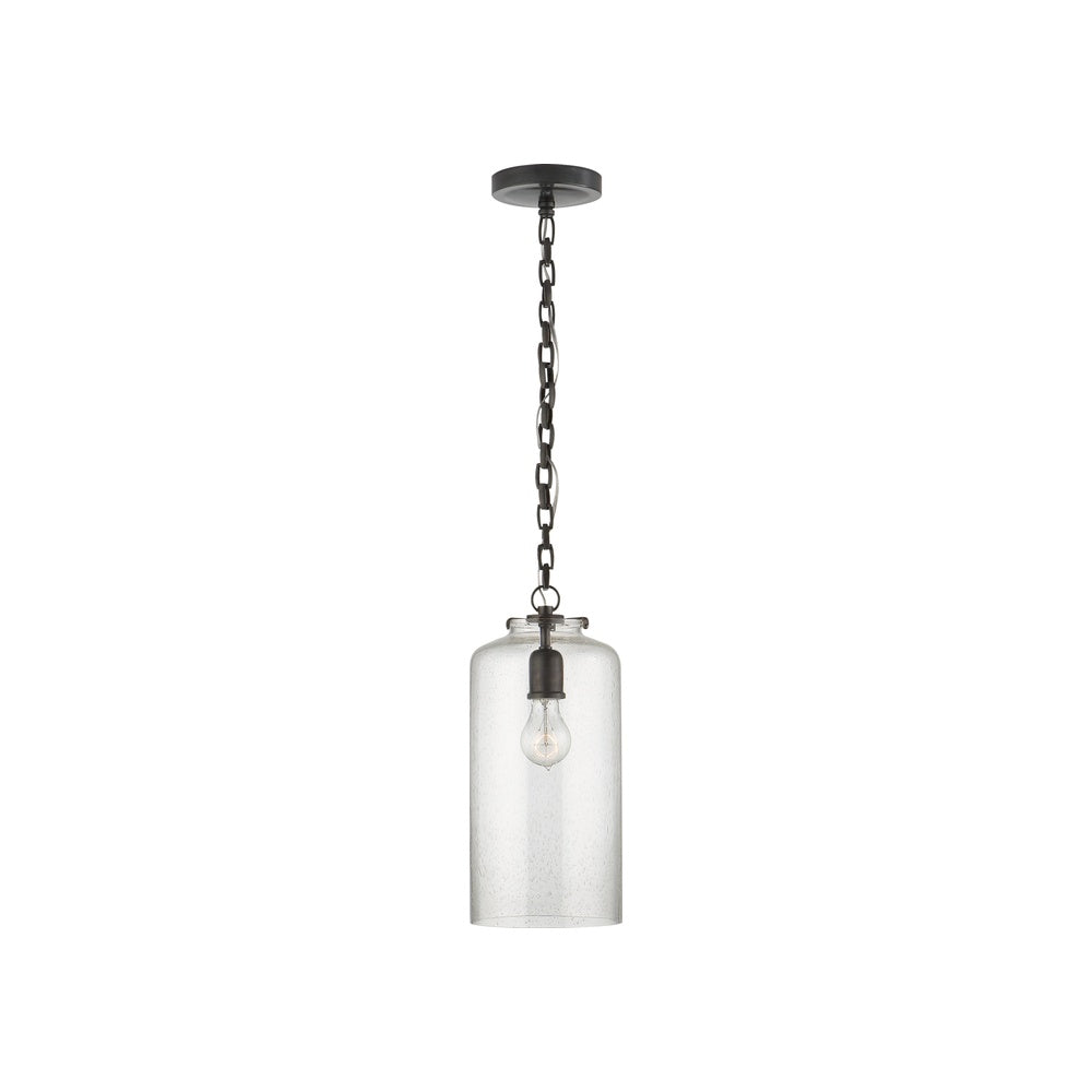 Katie Cylinder Pendant LIGHTING - pendant Visual Comfort Bronze Seeded Glass