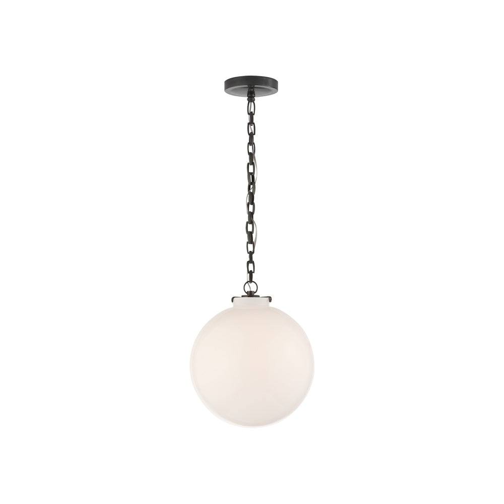 Katie Globe Pendant, Bronze White Glass