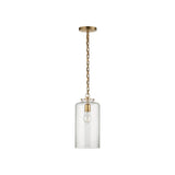 Katie Cylinder Pendant LIGHTING - pendant Visual Comfort Hand-Rubbed Antique Brass Clear Glass