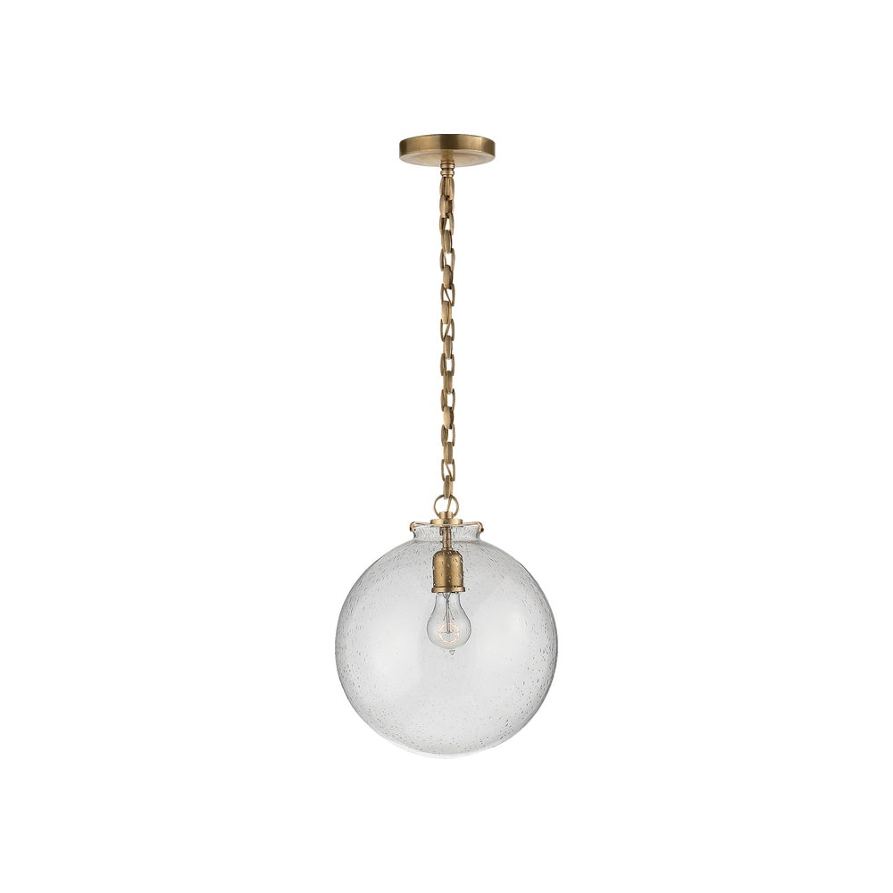 Katie Globe Pendant LIGHTING - pendant Visual Comfort - Signature Hand-Rubbed Antique Brass Seeded Glass