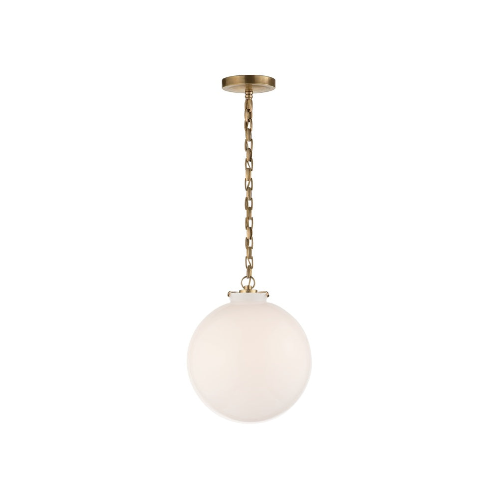 Katie Globe Pendant LIGHTING - pendant Visual Comfort - Signature Hand-Rubbed Antique Brass White Glass