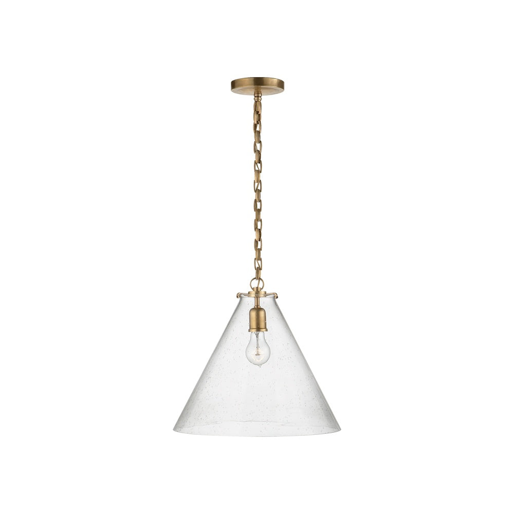 Katie Conical Pendant LIGHTING - pendant Visual Comfort Hand-Rubbed Antique Brass Seeded Glass