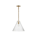 Katie Conical Pendant LIGHTING - pendant Visual Comfort Hand-Rubbed Antique Brass Seeded Glass