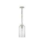 Katie Cylinder Pendant LIGHTING - pendant Visual Comfort Polished Nickel Seeded Glass