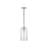 Katie Cylinder Pendant LIGHTING - pendant Visual Comfort Polished Nickel Seeded Glass