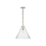 Katie Conical Pendant LIGHTING - pendant Visual Comfort Polished Nickel Seeded Glass