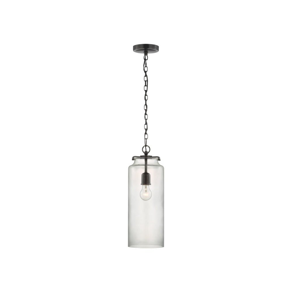 Katie Large Cylinder Pendant LIGHTING - pendant Visual Comfort Bronze Clear Glass