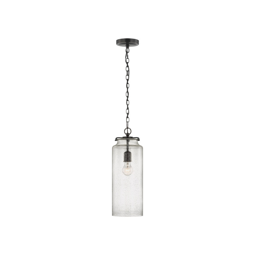 Katie Large Cylinder Pendant LIGHTING - pendant Visual Comfort Bronze Seeded Glass