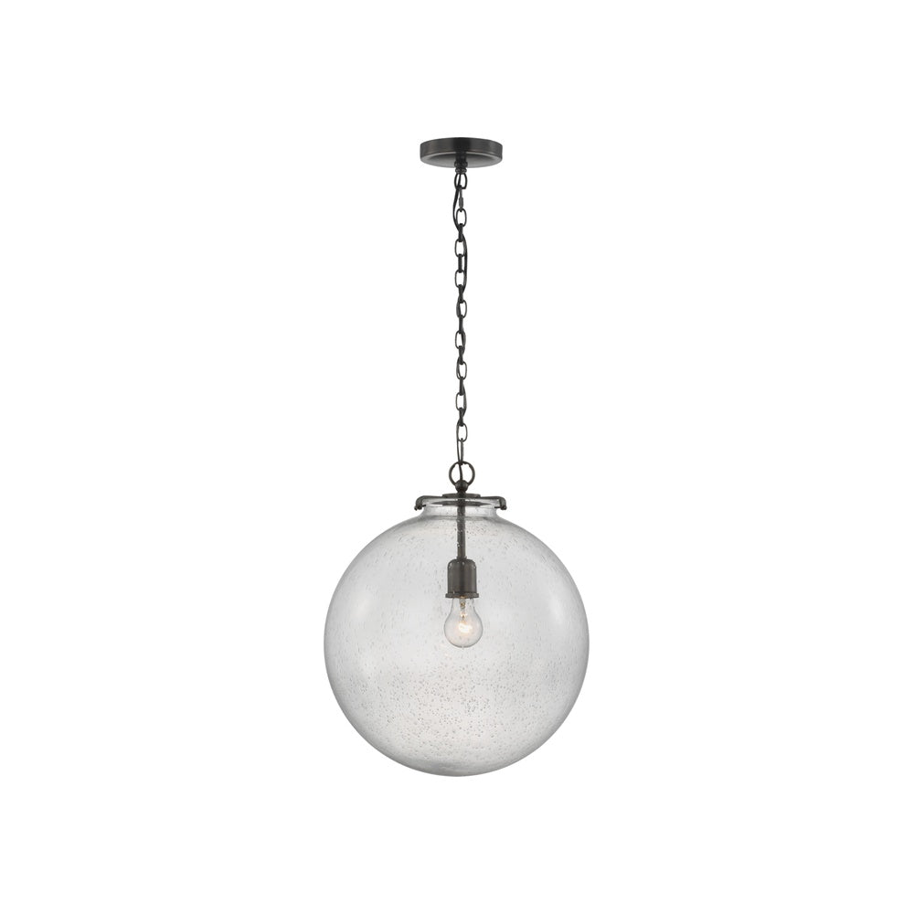 Katie Large Globe Pendant LIGHTING - pendant Visual Comfort Bronze Seeded Glass