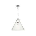 Katie Large Conical Pendant LIGHTING - pendant Visual Comfort Bronze Seeded Glass