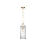 Katie Large Cylinder Pendant LIGHTING - pendant Visual Comfort Hand-Rubbed Antique Brass Clear Glass