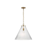 Katie Large Conical Pendant LIGHTING - pendant Visual Comfort Hand-Rubbed Antique Brass Clear Glass