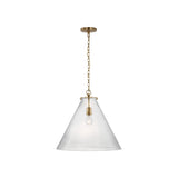 Katie Large Conical Pendant LIGHTING - pendant Visual Comfort Hand-Rubbed Antique Brass Clear Glass