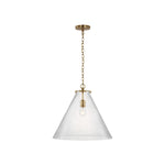 Katie Large Conical Pendant LIGHTING - pendant Visual Comfort Hand-Rubbed Antique Brass Seeded Glass