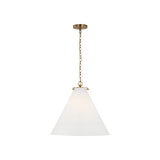 Katie Large Conical Pendant LIGHTING - pendant Visual Comfort Hand-Rubbed Antique Brass White Glass