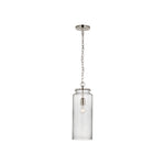 Katie Large Cylinder Pendant LIGHTING - pendant Visual Comfort Polished Nickel Seeded Glass