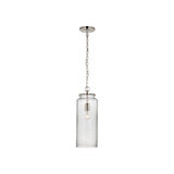 Katie Large Cylinder Pendant LIGHTING - pendant Visual Comfort Polished Nickel Seeded Glass