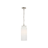 Katie Large Cylinder Pendant LIGHTING - pendant Visual Comfort Polished Nickel White Glass