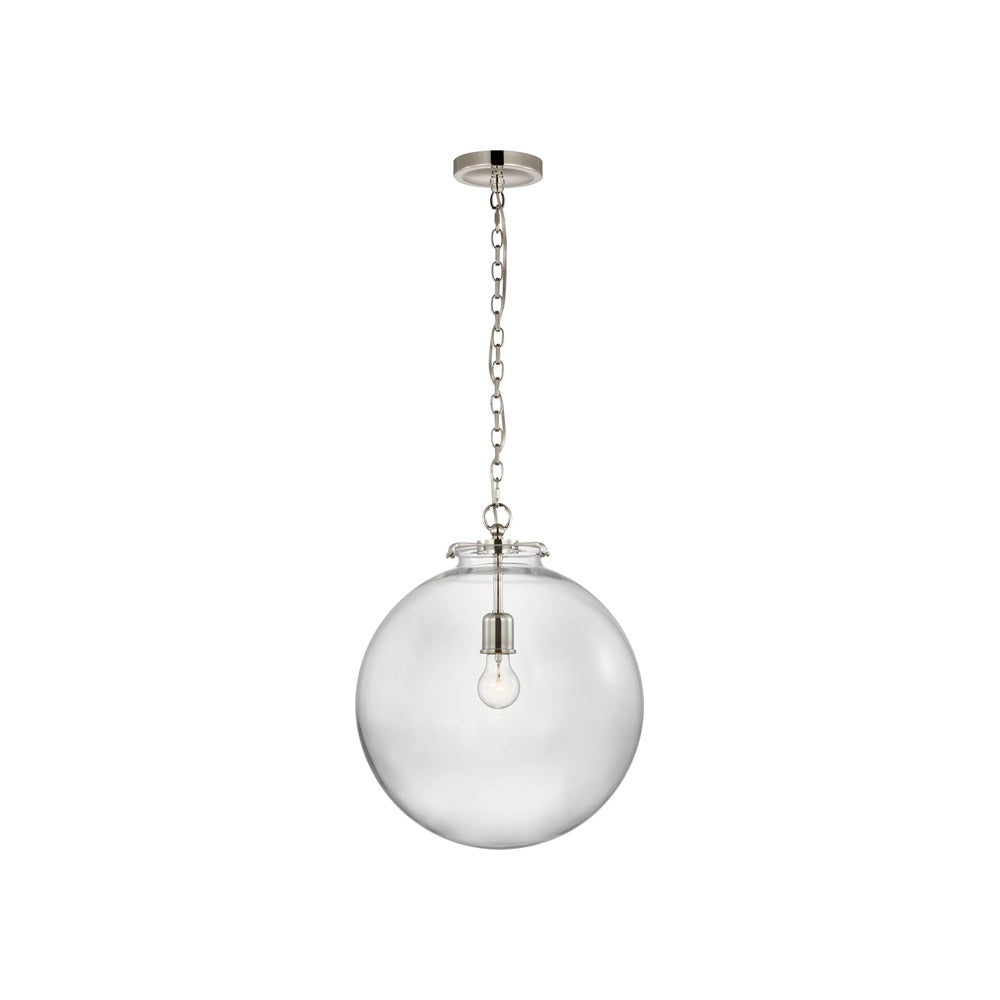 Katie Large Globe Pendant LIGHTING - pendant Visual Comfort Polished Nickel Clear Glass