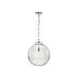Katie Large Globe Pendant LIGHTING - pendant Visual Comfort Polished Nickel Clear Glass