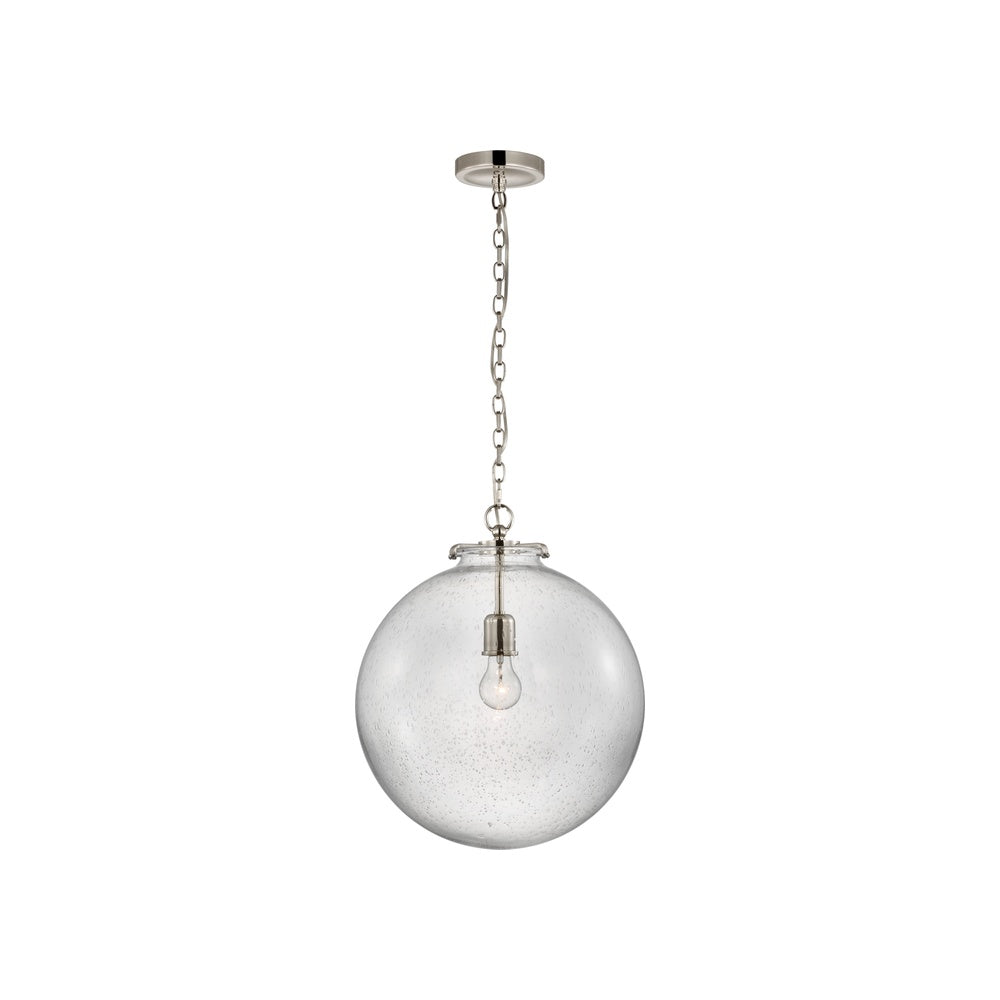 Katie Large Globe Pendant LIGHTING - pendant Visual Comfort Polished Nickel Seeded Glass