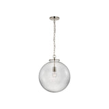 Katie Large Globe Pendant LIGHTING - pendant Visual Comfort Polished Nickel Seeded Glass