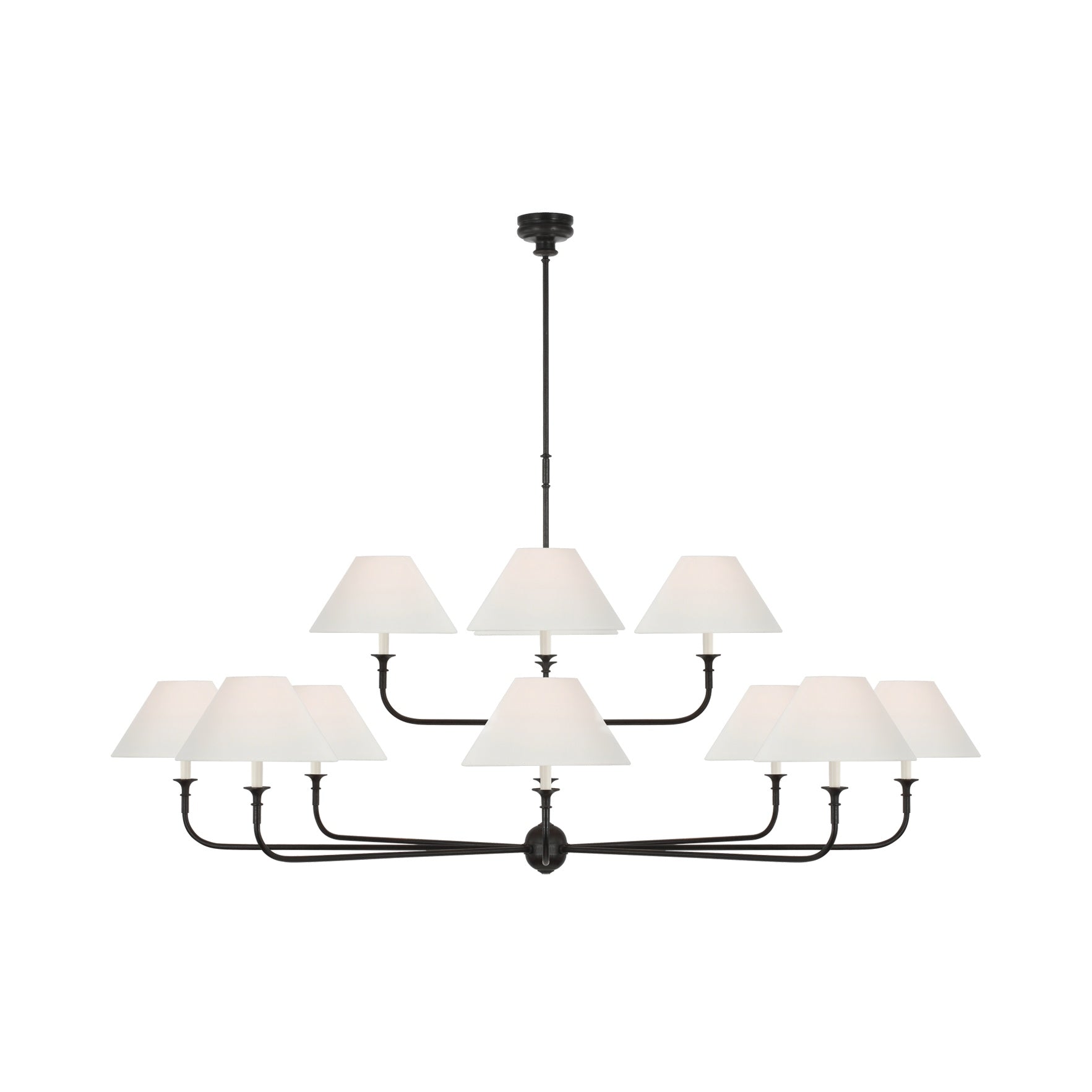 Piaf Oversized Two Tier Chandelier LIGHTING - chandelier Visual Comfort - Signature Aged Iron and Ebonized Oak