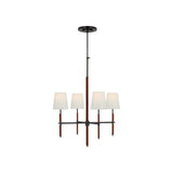 Bryant Small Wrapped Chandelier LIGHTING - chandelier Visual Comfort - Signature Bronze and Saddle Leather 4" x 5.5" x 6" Linen