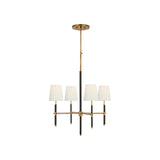 Bryant Small Wrapped Chandelier LIGHTING - chandelier Visual Comfort - Signature Hand-Rubbed Antique Brass and Chocolate Leather 4" x 5.5" x 6" Linen