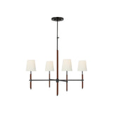 Bryant Large Wrapped Chandelier LIGHTING - chandelier Visual Comfort - Signature Bronze and Saddle Leather 4" x 5.5" x 6" Linen