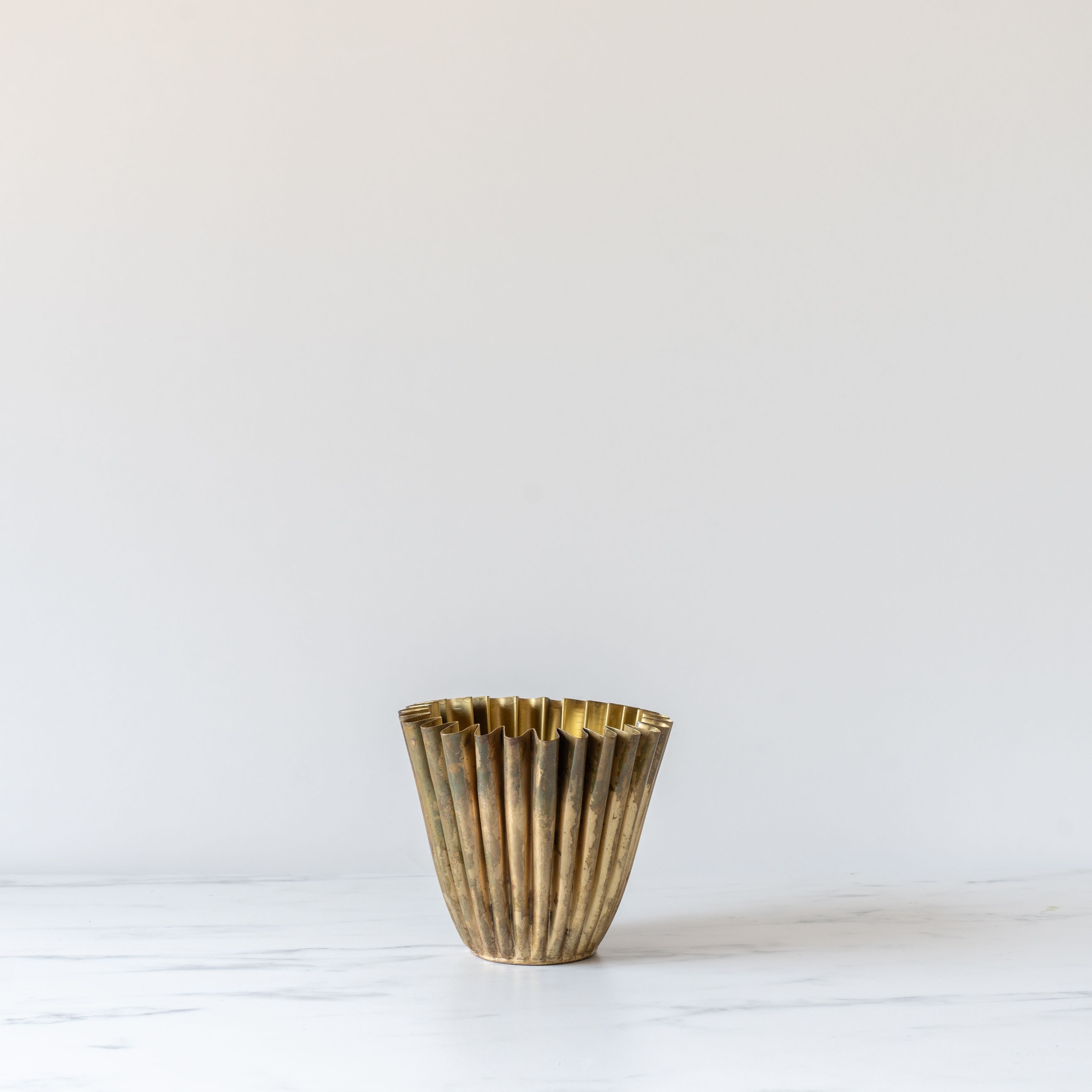 Metal Planter with Antique Brass Finish - Rug & Weave